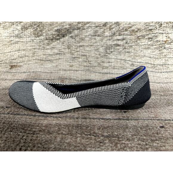 Rothy's The Flat Women's Cream Black Round Toe Knitted Flats Slip On Size 7.5 - Picture 6 of 10